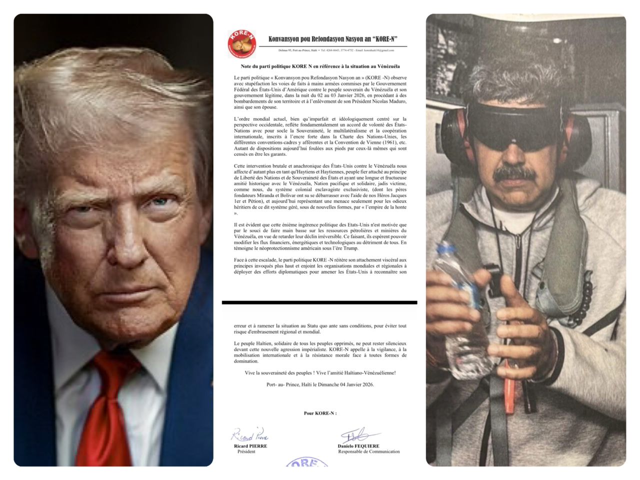 KORE-N dénonce l’intervention américaine au Venezuela et réaffirme les principes de souveraineté
